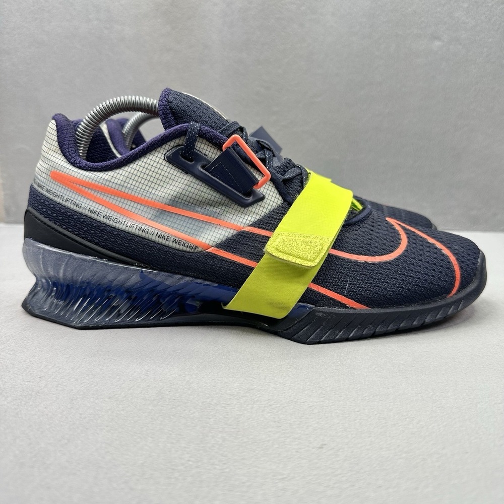 Mens Size 9.5 Nike Romaleos 4 Weightlifting Shoes Blackened Cyber Blue Gym